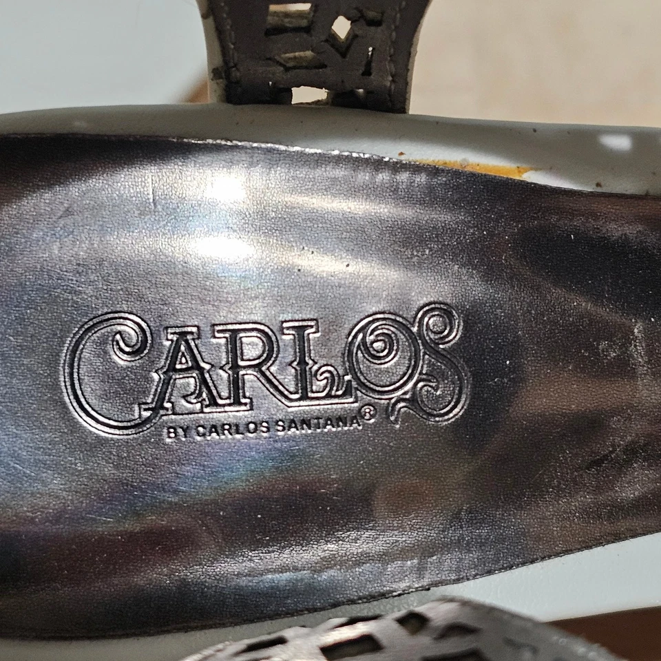 Tacones de cuña Carlos by Carlos Santana blancos para mujer talla 9,5 cuero corcho cremallera Foto 4 de 4