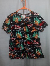 RUDOLPH THE RED NOSED REINDEER SCRUB TOP CHRISTMAS Size Medium Santa  s