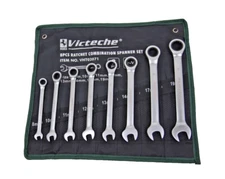 8 Pc Metric Ratcheting Combination Wrench Spanner 8-19mm 12 Point Tool Set