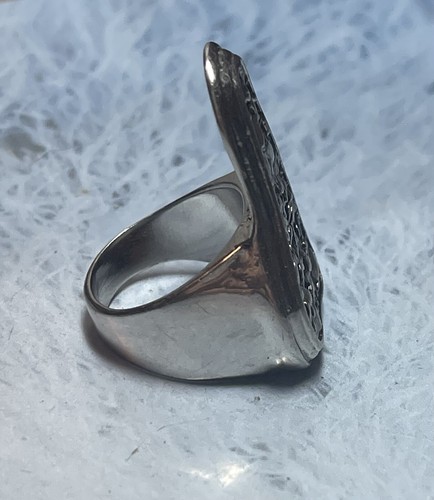 Großer silberfarbener kleiner Nugget Ring, Rock, Punk, signiert BII - Bild 2 von 9