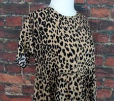NEW Women's Forever 21 Animal Print Round Neck Shift Dress L Tan Black NWT