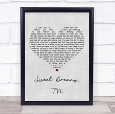 Sweet Dreams, TN Grey Heart Song Lyric Quote Print