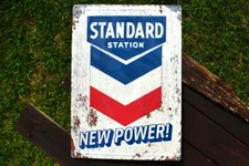 Standard Oil Co. Embossed Tin Metal Sign -  SOCONY - Gasoline - Gas Station Pump