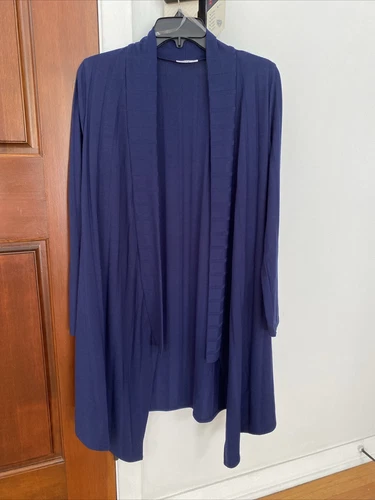 Women’s Long Cardigan Duster Sweater Knit Blue New Size Medium