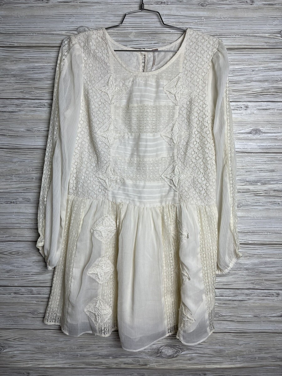 chinese dress ladies Free People Cozy Cream Knit Open Back Maxi Dress with Slight Bell Sleeve  (Large)