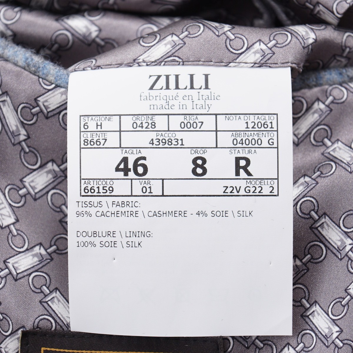 Zilli Sky Blue and Gray Check Soft Brushed Cashmere Sport Coat 36R