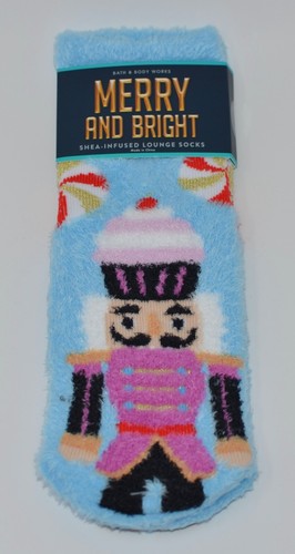 BATH & BODY WORKS BLUE NUTCRACKER SHEA INFUSED LOUNGE SOCKS NON SKID COZY WARM - Picture 2 of 8