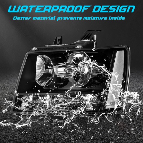 Black Headlights Assembly For 2007-2013 Chevy Suburban 1500 Tahoe Avalanche - Foto 4 di 14