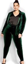 City Chic Nwt $125 Isla Jacket Blazer Emerald Green Velvet Women's Xxl 20