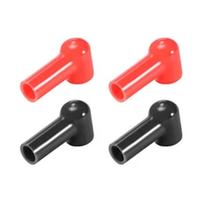 Battery Terminal Insulating Rubber Protector Covers 14mmx10mm Red Black 2 Pair