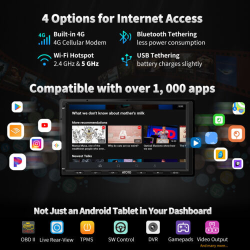 ATOTO 7IN S8MS Android 2DIN ChatGPT Coche Estéreo GPS 4G LTE Inalámbrico Android Automático - Imagen 3 de 15