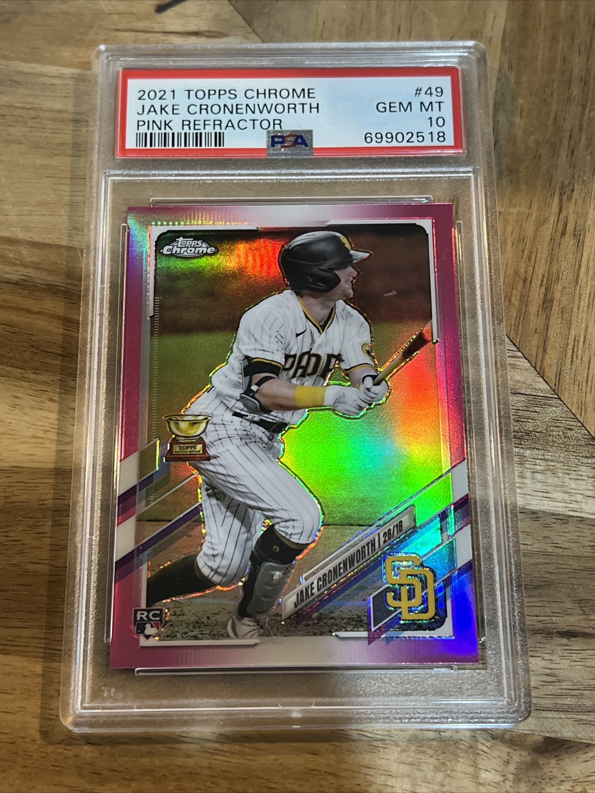 2021 TOPPS CHROME PINK REFRACTOR #49 JAKE CRONENWORTH PADRES PSA 10