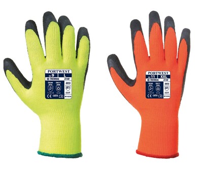 12 x Portwest A140 Thermogriff Handschuh - Latex Palme - Hi Vis - alle Größen