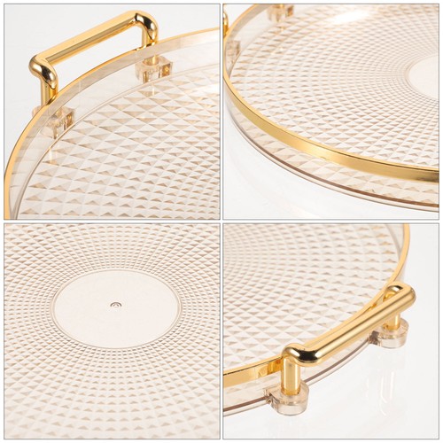 Countertop Tray Desktop Tea Cup Gold-edged Round Decorative for Kitchen - Picture 10 of 12