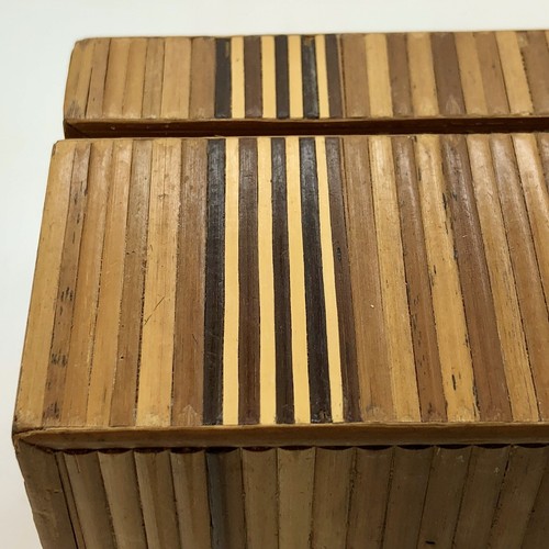 vintage Butterfly Pokerwork wooden Cigarette Box, cut Straw/Reeds sides •Bahamas - Picture 7 of 12