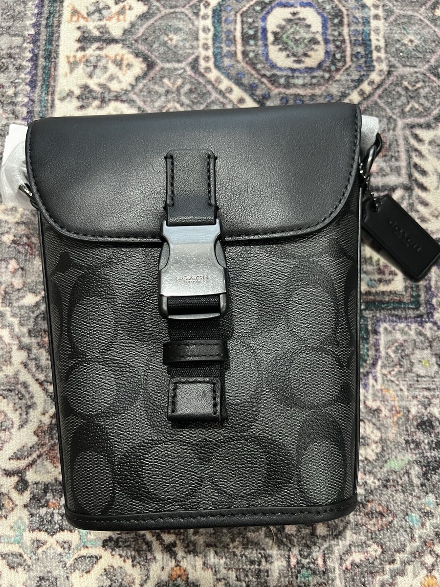 NWT COACH C3134 Track Small Flap Crossbody In Signature Canvas