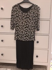 NEXT UK 6 LADIES BLACK LEAF 2 TIER PRINT DRESS 