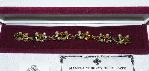 Camrose & Kross Jackie Bouvier Kennedy Faux Diamonds, Pearls, & Topaz Bracelet - Picture 2 of 7
