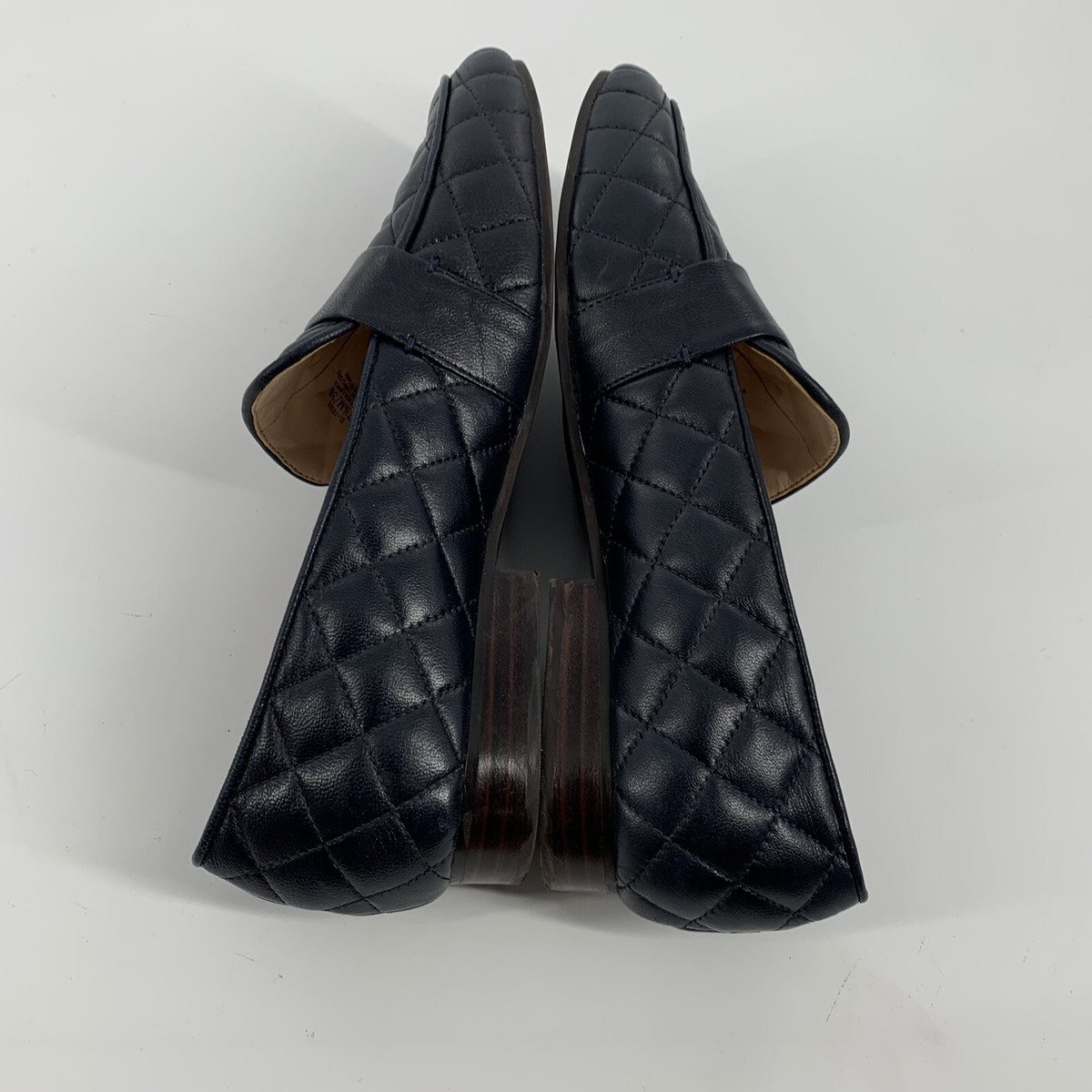 🥿 Essex Lane Tessie Quilted Leather Slip On Loafers Womens Black Career