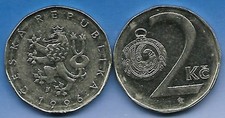 1 Münze aus Tschechoslowakei 2 Koruna 1996