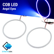 A Pair Angel Eyes Cob Halo Ring Blue 60mm-130mm Led Light Headlight Fog Housing