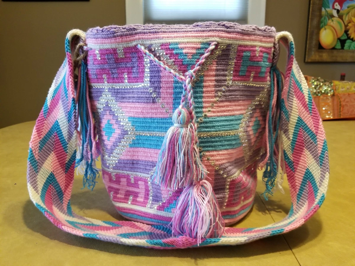 Wayuu Mochila Handbag Tote Purse Colombian Handmade with Swarovski