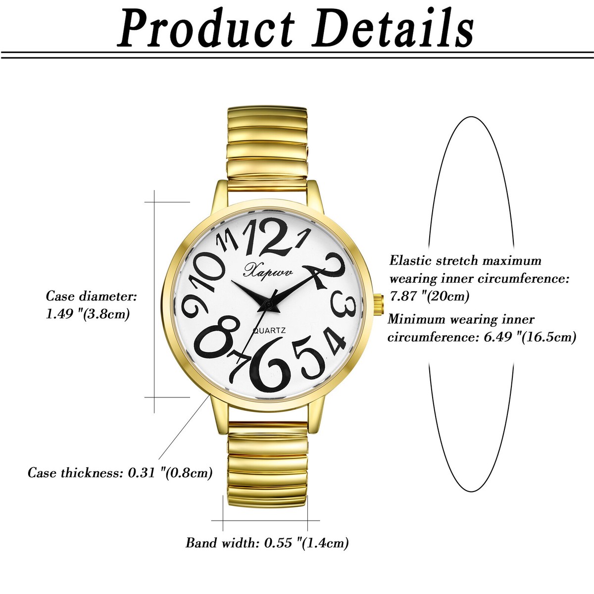 Ladies Wrist Watch With 6 Extra Bands, Unbranded Womens Elderly Super Large Number Dial Easy Read Stretch  main image 2