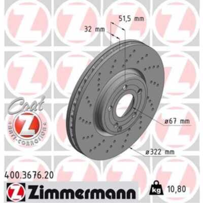 ZIMMERMANN 2x Bremsscheibe vorne Ø322 mm für Mercedes-Benz CLS C218 X218