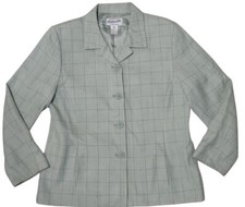 PENDLETON Blazer Green Window Pane Plaid Button Up Wool Rayon Silk Women Size 10