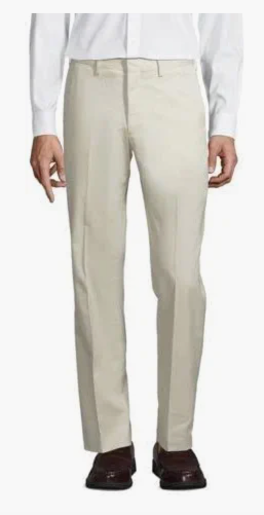 Lands End No Iron Mens Twill Dress Pants 30x30 Light Stone 426845