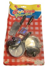 Kitchen Playset Pots Pretend Kids Toys Cookware Serving Spatula, Cleaver 6 Pc