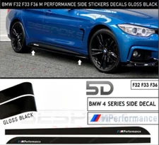GLOSS BLACK SIDE STICKER SKIRT DECALS FOR BMW 4 SERIES F32 F33 F36 M PERFORMANCE