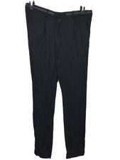 ACNE Play 2 Solid Black Double Front Pleated 100 Rayon Trousers Size 38   K-2