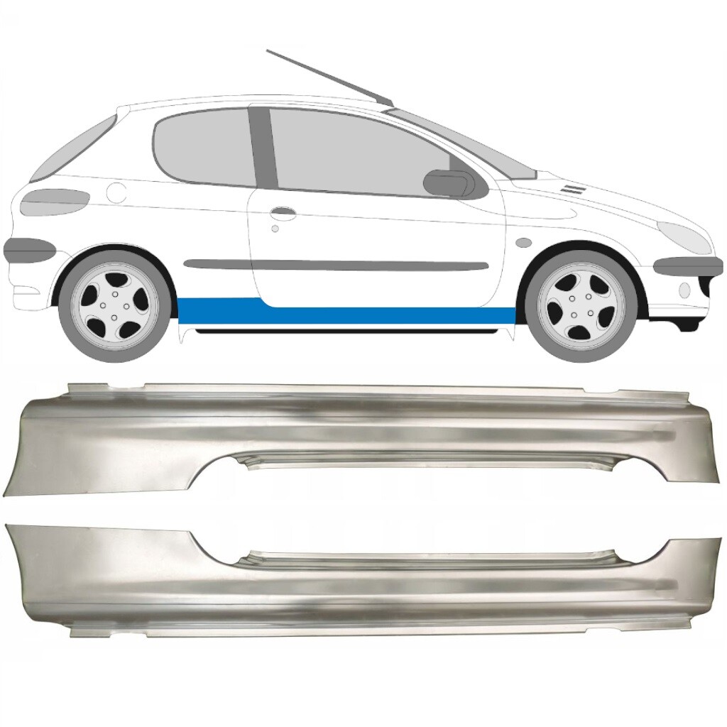 PEUGEOT 206 1998- 3 DOOR FULL SILL REPAIR PANEL ROCKER PANEL / SET OF 2 / PAIR