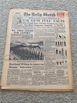 Daily Sketch Newspaper 1945 September 22nd Penang Harbour Malaya ORIGINAL