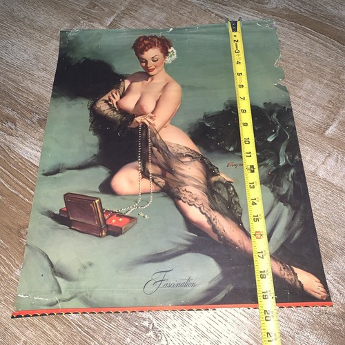 Gil Elvgren Fascination 1952 Vintage Originaldruck 20"" x 16"" Art Deco MCM - Bild 14 von 15