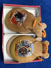 Castanets from Spain (2 pair) Bullfighter (1) and Dancer (1), Vintage 