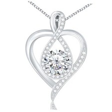 925 Sterling Silver Infinity Heart Necklace for Women, Rhodium Silver-04-Apr