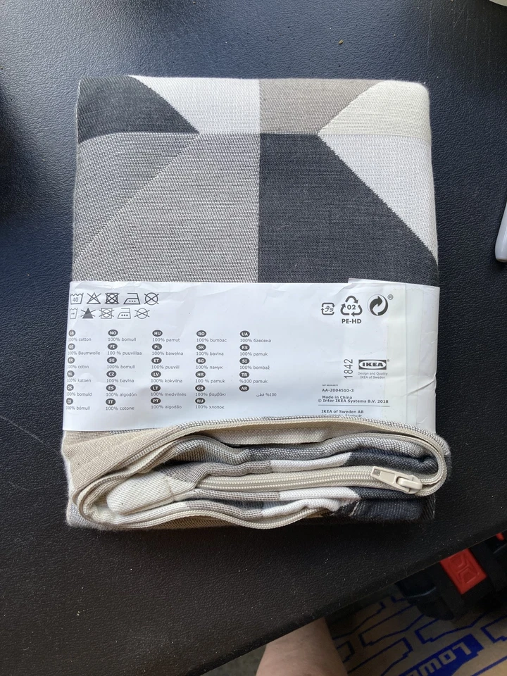 IKEA SVARTHÖ Cushion Cover Beige Gray Jacquard 20x20" 703.365.94 Pillow Case - Image 2 of 4