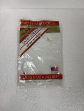 Vintage Men's White Satin Stripe Handkerchiefs 4-Pack 16x16 Made in USA