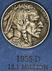 1935d Buffalo nickel, nice original XF+ condition Full Date Full Horn No issues