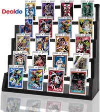 Card Display Stand, 5-Tier Wooden Trading Card Display Stand for Sports PSA BGS 