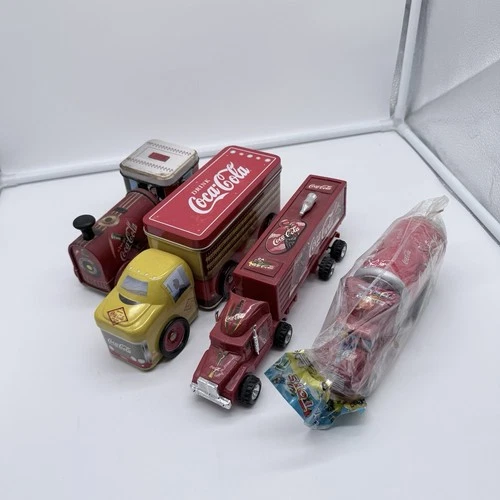 Vintage Coca-Cola Tin Truck & Train Lot Toy Vehicles Tin Box Company