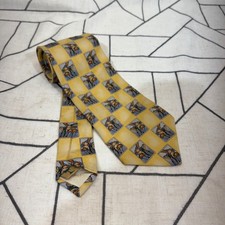 Tommy Bahama Tie OS Yellow Golf Club Postage Stamp Silk Novelty Print USA Made