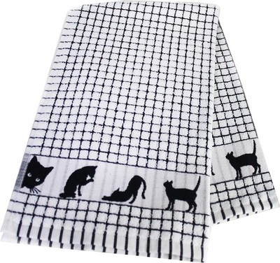 Samuel Lamont Poli-dri Jacquard Black Cat Tea Towel 2 Pack Ultra-Absorbent NEW!