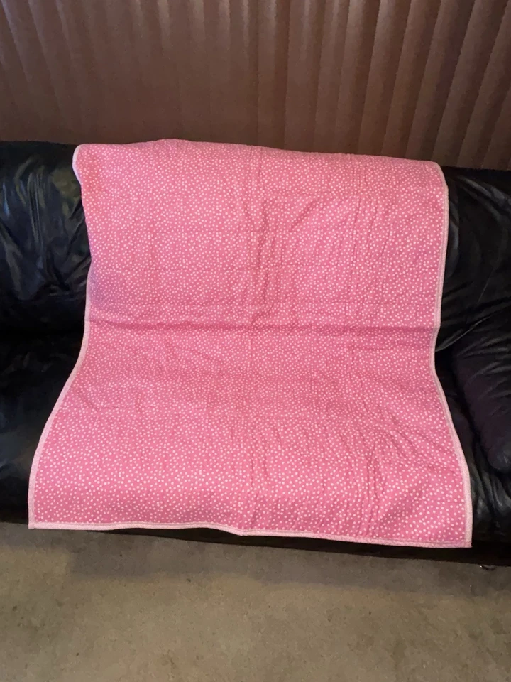 Edredón hecho a mano para bebé niña rosa blanco rayas manta reversible cuna niño pequeño regalo Foto 3 de 4