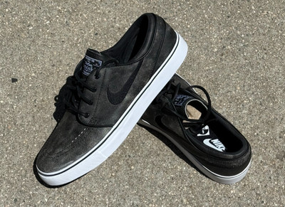 Nike SB Zoom Stefan Janoski Premium Black White 375361-002 Distressed 8.5