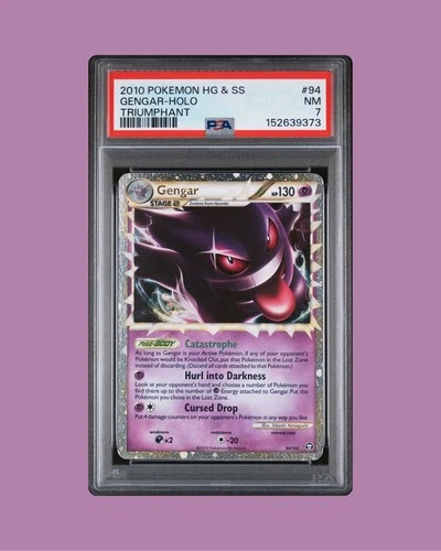 POKEMON 2010 GENGAR-HOLO HEARTGOLD & SOULSILVER TRIUMPHANT #94 PSA 7 NEW CERT