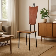 Sedia Vintage Compensato Metallo Design Italia Anni 60 Originale