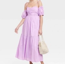 NWT Universal Thread Puff Short Sleeve A-Line Purple Dress Women s Size Medium